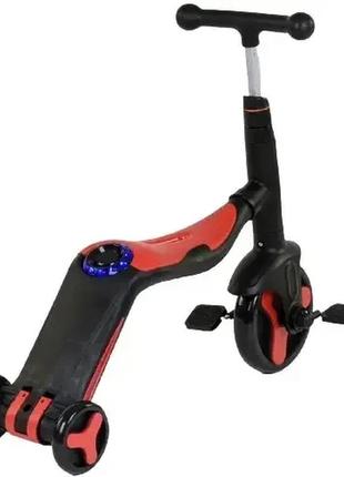 Самокат-велобег scooter 3в1 с педалями красный без упаковки3 фото