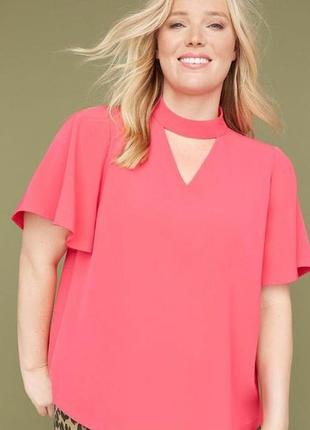 Нарядна блузка персикового кольору, незвичайна блуза з красивим декольте, святкова блуза