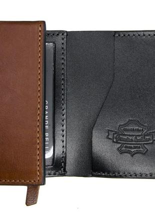 Шкіряний гаманець mini з асиметричним клапаном теракот3 фото