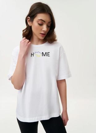 Белая летняя футболка женская оверсайз home