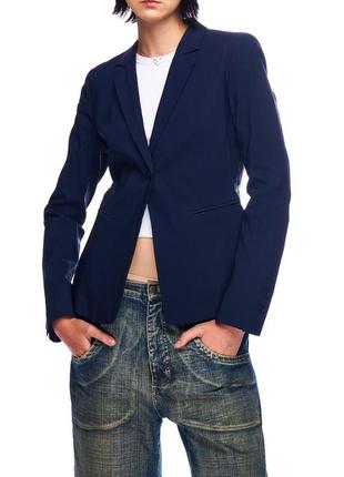 Twin set, пиджак темно-синий, вискоза+полиамид+эластан, женский m