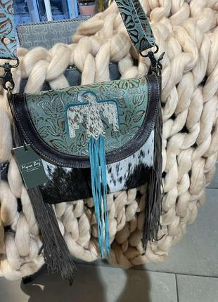 Новая уникальная сумка в богемском стиле ibiza кантри, кожаная с бахромой редкая2 фото