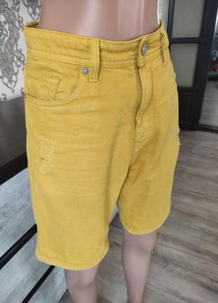 Джинсовые желтые шорты3 фото