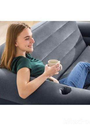 Надувний диван intex 66552, 203 х 224 х 66 див. флокированний диван трансформер 2 в 18 фото