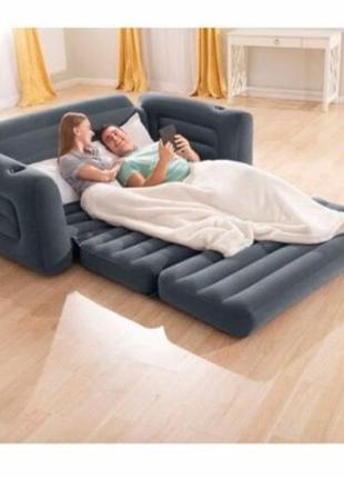 Надувний диван intex 66552, 203 х 224 х 66 див. флокированний диван трансформер 2 в 19 фото
