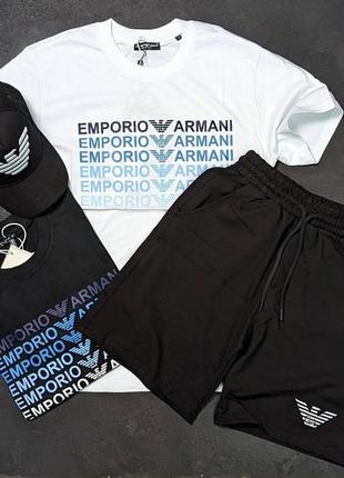 Брендовий літній комплект armani / шорти армані + футболка армані