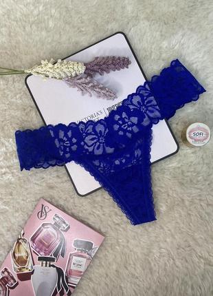 Трусики стрінги  victoria’s secret  сині мереживні  оригінал вікторія сікрет