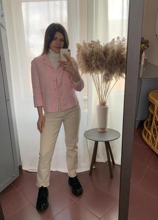 Жакет пиджак 100% лен розовый на лето s3 фото