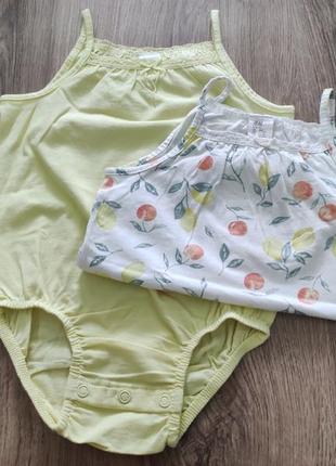 Майка боди 86 р h&m бодик желтый фрукты