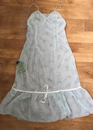 Довга ночнушка. прозора ночнушка. блакитна ночнушка. шикарна ночнушка.ночнушка в підлогу