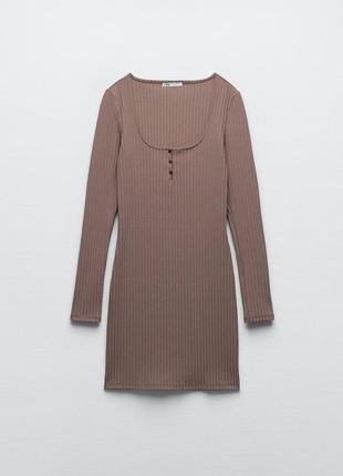 Сукня, сукня zara,сукня з доагим рукавом, сукня рубчик, платте, платье рубсик 5