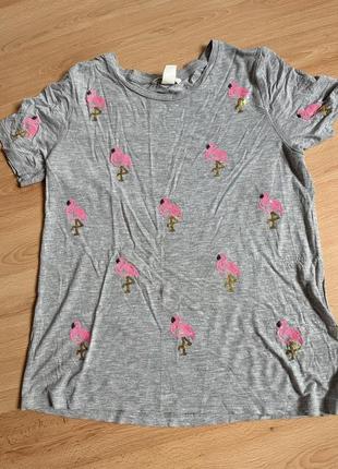 Футболка с фламинго h&m