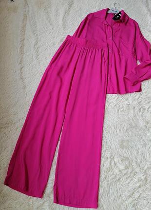 Літній бавовняний костюм брюки-палаццо сорочка оверсайз