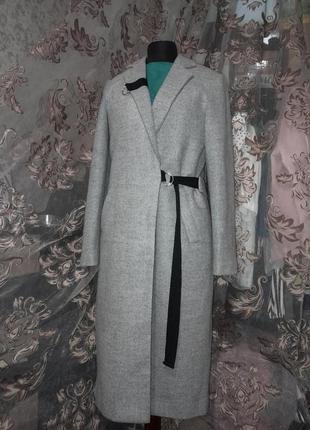 Пальто деми длинное с поясом4 фото