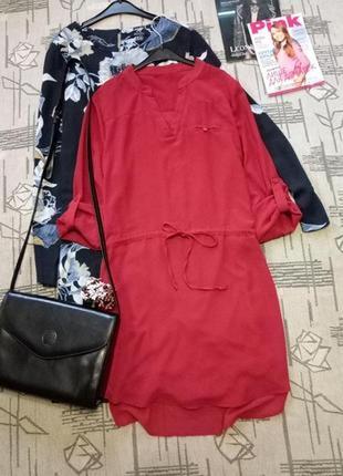 Красная удлиненная блуза, туника1 фото