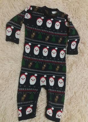 Комбинезон вязаный для малыша 6-9мес