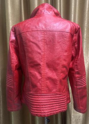 Кожаная красная куртка sure германия, эко кожа размер 40/ m l3 фото