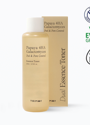 Кислотний пілінг тонер-есенція з папаєю та галактомісісом trimay papaya 4ha galactomyces peel & pore