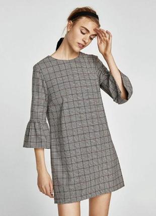 Стильна тепла сукня в клітинку zara 40/l1 фото