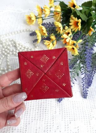 Винтаж! ❤💰 красный кошелек 100% натуральная кожа  миниатюрный складной визитница гармошка монетница чехол для документов маленький кошелечек