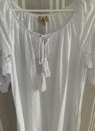 Стильное хлопковое белоснежное натуральное длинное платье миди с вышивкой2 фото