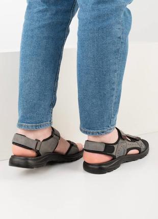 Стильные серые босоножки сандалии на липучках мужские5 фото