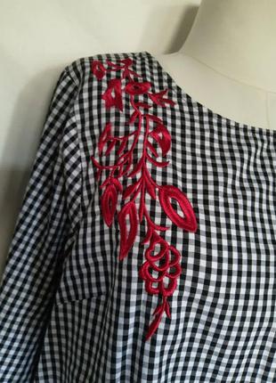 100% котон натуральная женская хлопковая блуза, легкая летняя блузка в узелке с вышивкой. вышиванка