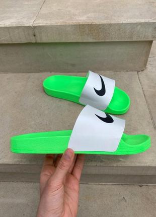 Шлепанцы женские  nike slides white green6 фото