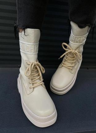 Женские кроссовки dior  boot beige sock