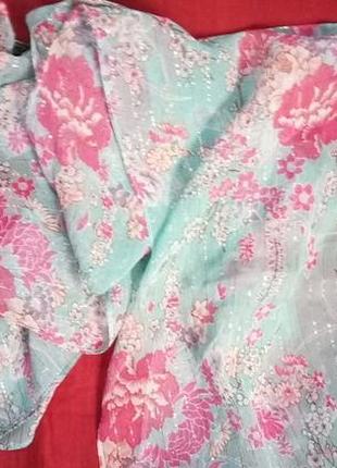 Шелковый шарфик цветочный принт с люрексовой нитью бренд  accessorize2 фото