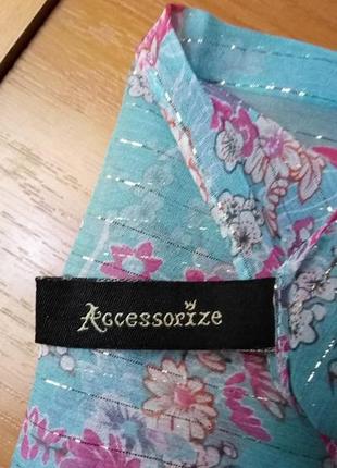 Шовковий шарфик квітковий принт з люрексовою ниткою бренд accessorize3 фото