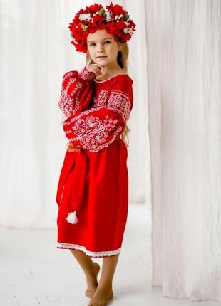 Вышиванка платье детское на домотканом полотне