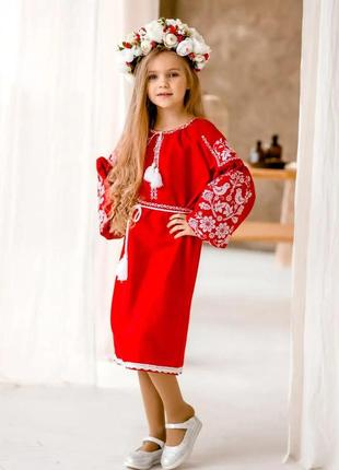 Вышиванка платье детское на домотканом полотне