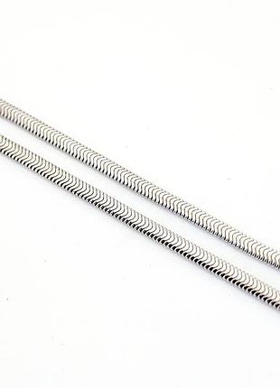Срібний ланцюжок родований  снейк-плоский 45 см.