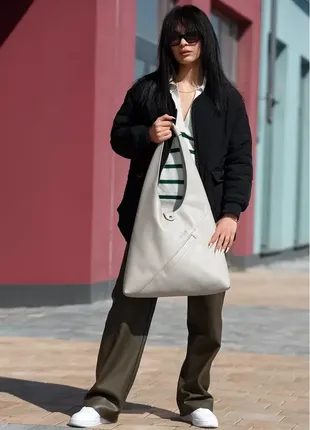 Жіноча сумка sambag hobo m сірий шовк6 фото
