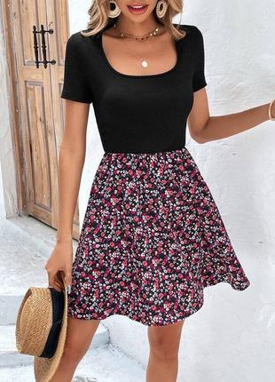 Женская юбка короткая мини нарядная повседневная легкая летняя на лето базовая цветочная бордовая белая черная синяя4 фото