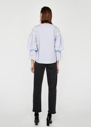 Повітряна блуза блузка з натуральної тканини з елементами мережива довгими рукавами3 фото