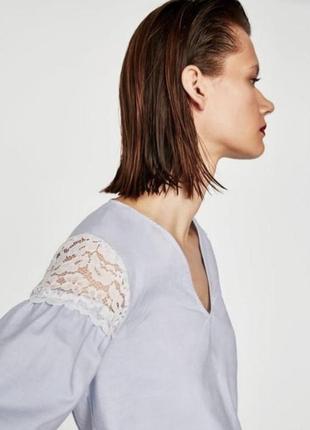 Воздушная блузка блузка из натуральной ткани с элементами кружева длинными рукавами2 фото