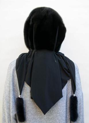 Женский норковый платок "паук" черный7 фото