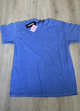 Синя однотонна оверсайз футболка renew