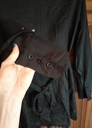 Блузка рубашка удлененная черная4 фото