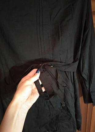 Блузка рубашка удлененная черная5 фото