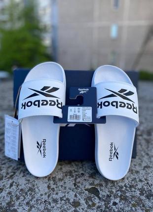 👟 шлепанцы reebok classic slide white/black оригинал / наложка bs👟1 фото