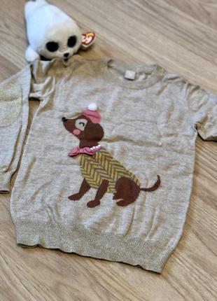 Модный свитер для малышки.милейший свитер туника для модницы.свитер с собачкой