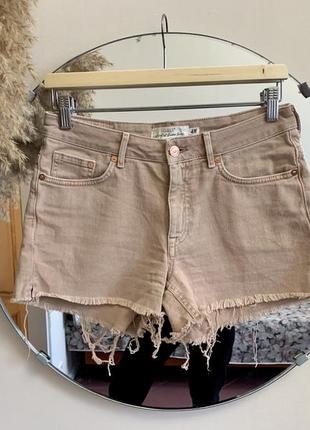 Шорты джинсовые размер s, h&amp;m розовые пудровые с необработанным краем1 фото