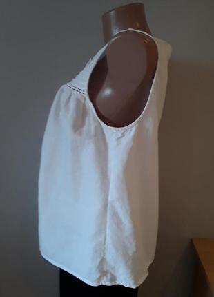 Элегантная белоснежная льняная блузка с отделкой6 фото