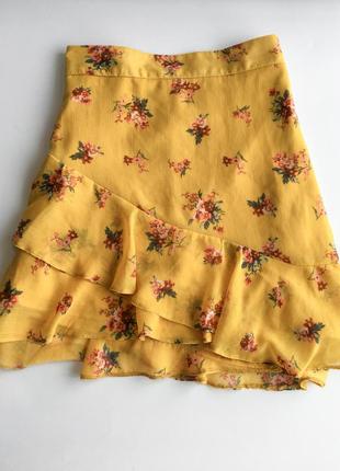 Юбка/жёлтая юбка/короткая юбка/юбка в цветы
