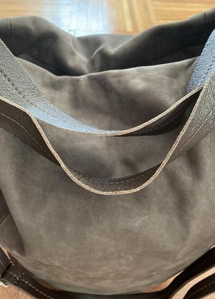 Большая новая замшевая сумка шоппер genuine leather borse in pelle итальялия2 фото