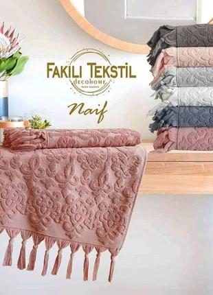Набор махровых полотенец для бани 70 на 140 см в упаковке 6 штук fakili tekstil naif1 фото