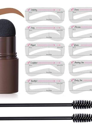 Штамп пудра макіяж брови eelhoe eyebrow stamp kit темно-коричневий5 фото